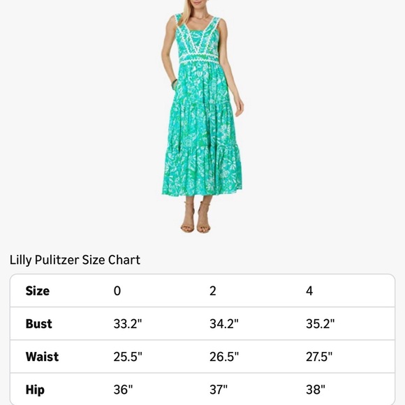 Lilly Pulitzer Pollie Cotton Midi Dress in Botanical Green Safari Print. - Picture 4 of 13